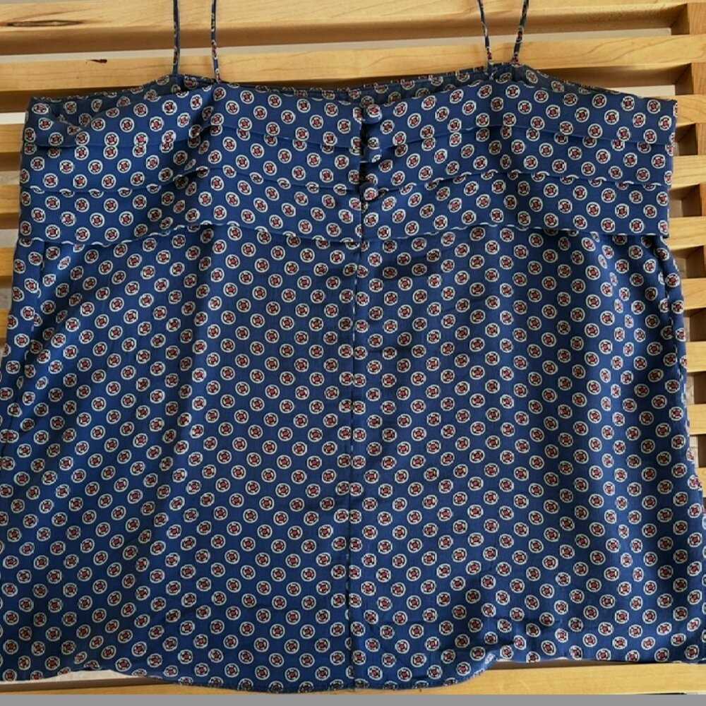 Lyell Blue Silk Printed Spaghetti Strap Camisole Top